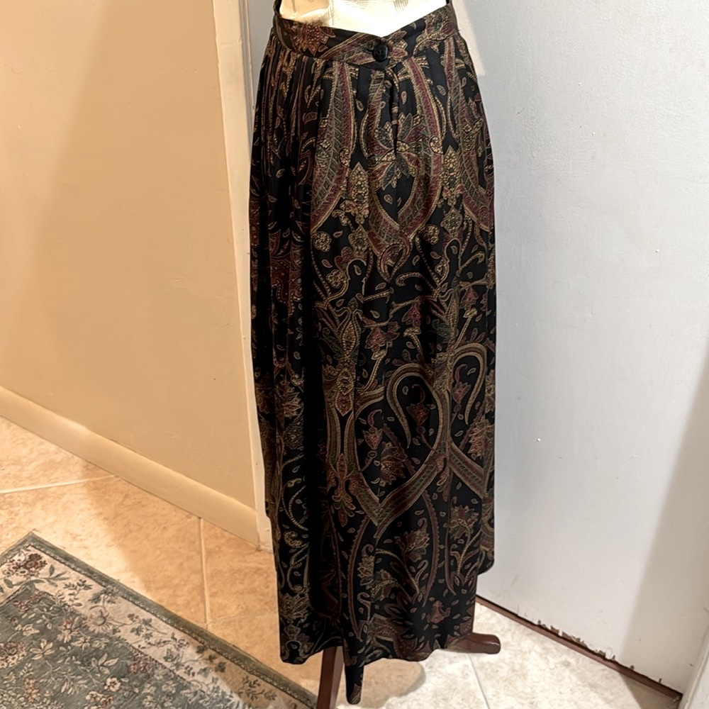 Ralph Lauren 100% Silk Paisley Vintage Purple Label Pockets Pull On Maxi Skirt 8 - Picture 7 of 13
